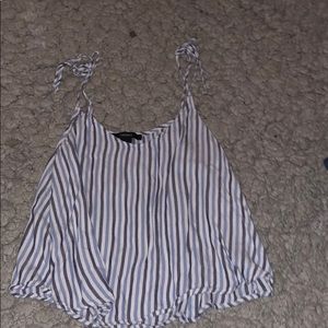 Striped tie shoulders crop top